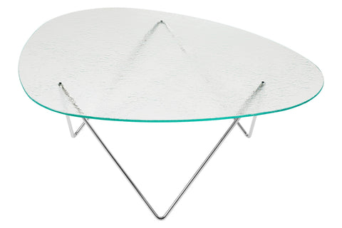 Pedrera Coffee Table - Chrome Transparent Structured Glass