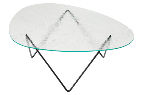 Pedrera Coffee Table - Black Semi-Matt Transparent Structured Glass