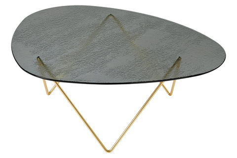 Pedrera Coffee Table - Brass Smoke Structured Glass