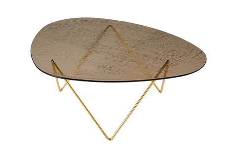 Pedrera Coffee Table - Brass Bronze Structured Glass