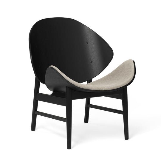THE ORANGE LOUNGE CHAIR - BLACK LACQUER OAK BY HANS OLSEN - FABRIC