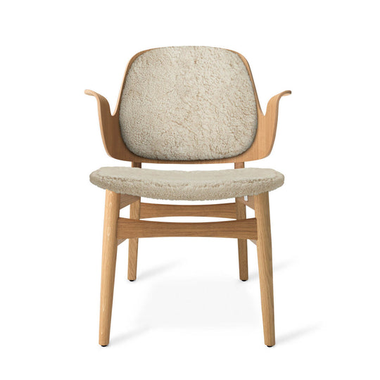 GESTURE LOUNGE CHAIR - WHITE OILED SOLID OAK BY HANS OLSEN - FABRIC