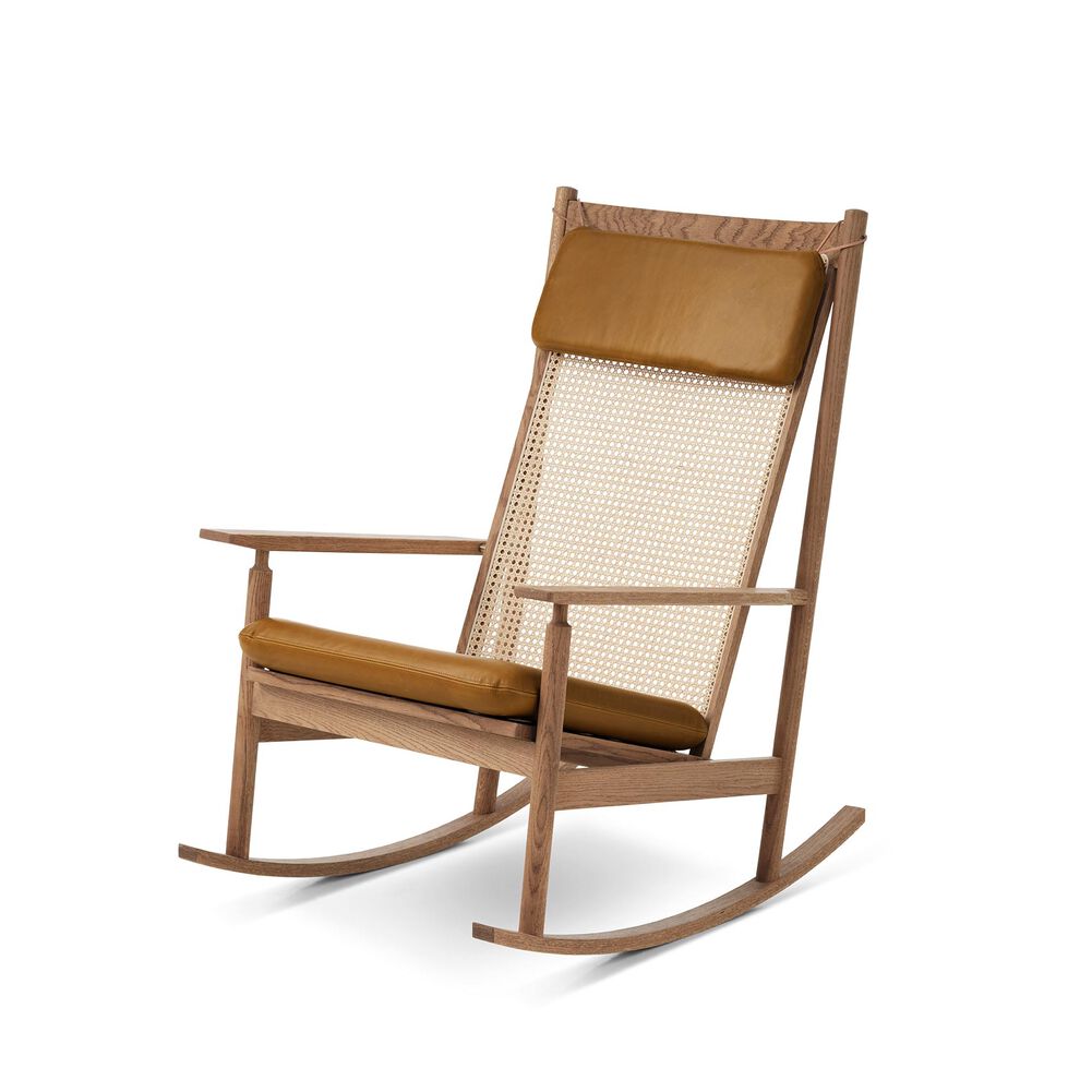 SWING ROCKING CHAIR BY HANS OLSEN OILED SOLID TEAK LEATHER