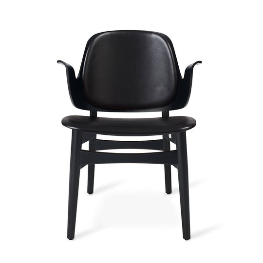 GESTURE LOUNGE CHAIR - BLACK LACQUERED SOLID OAK BY HANS OLSEN - LEATHER