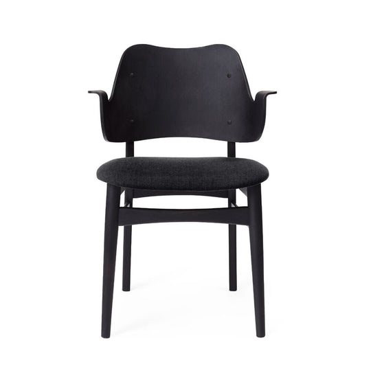 GESTURE DINING CHAIR - BLACK LACQUERED BEECH BY HANS OLSEN - LEATHER