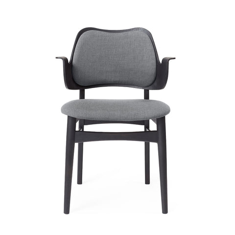GESTURE DINING CHAIR - BLACK LACQUERED BEECH BY HANS OLSEN - FABRIC