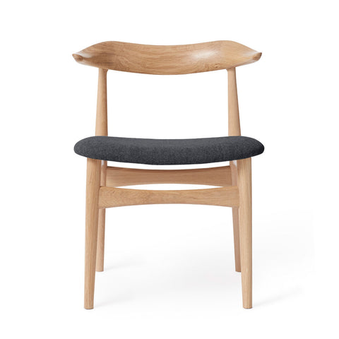 COW HORN DINING CHAIR - OILED OAK BY KNUD FAERCH - FABRIC