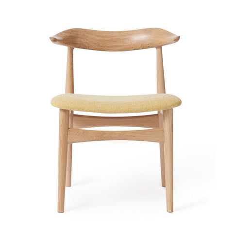 COW HORN DINING CHAIR - OILED OAK BY KNUD FAERCH - FABRIC