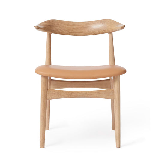COW HORN DINING CHAIR - OILED OAK BY KNUD FAERCH - LEATHER