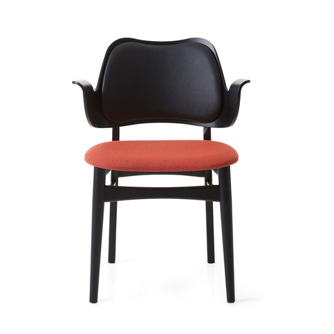 GESTURE DINING CHAIR - BLACK LACQUERED BEECH BY HANS OLSEN - LEATHER