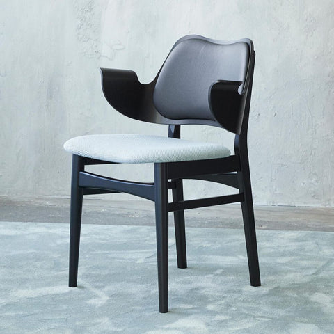 GESTURE DINING CHAIR - BLACK LACQUERED BEECH BY HANS OLSEN - FABRIC