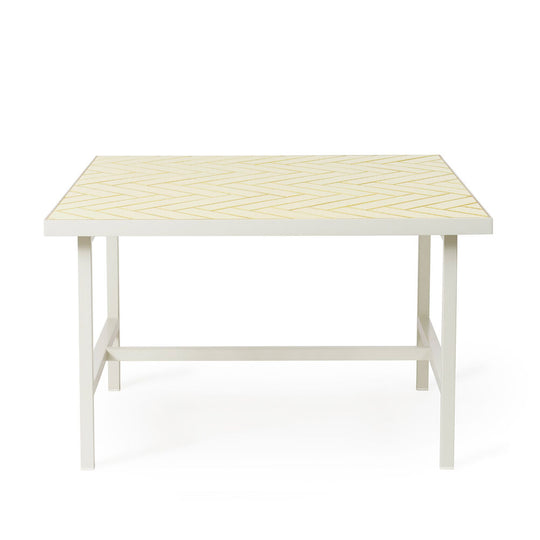 HERRINGBONE TILE COFFEE TABLE BY CHARLOTTE HØNCKE - WHITE STEEL