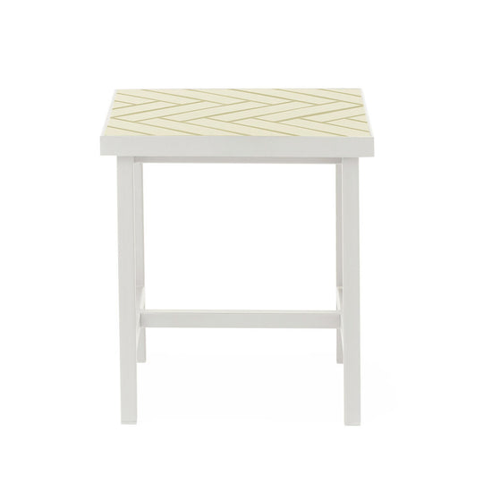 HERRINGBONE TILE SIDE TABLE BY CHARLOTTE HØNCKE - WHITE STEEL