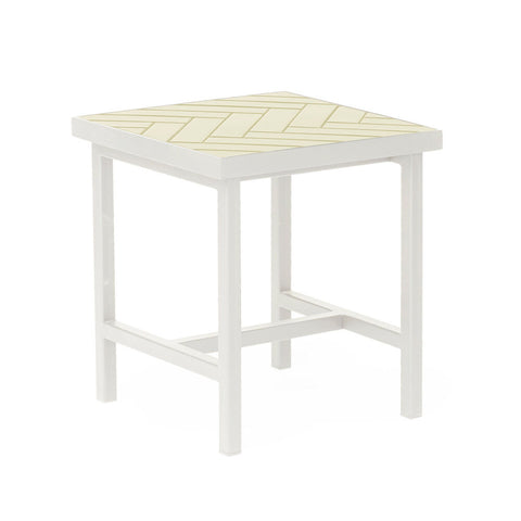 HERRINGBONE TILE SIDE TABLE BY CHARLOTTE HØNCKE - WHITE STEEL