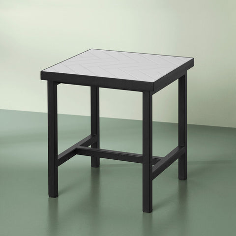 HERRINGBONE TILE SIDE TABLE BY CHARLOTTE HØNCKE - BLACK STEEL