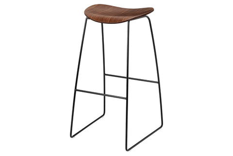 2D BAR STOOL - UN UPHOLSTERED - SLEDGE BASE Brown