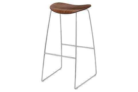 2D BAR STOOL - UN UPHOLSTERED - SLEDGE BASE Mahogany