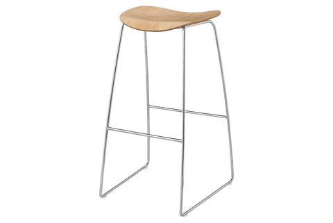 2D BAR STOOL - UN UPHOLSTERED - SLEDGE BASE Tan