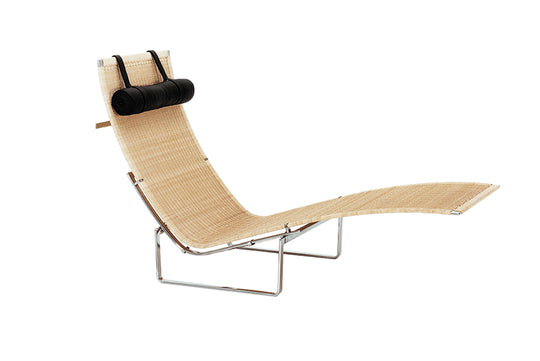 POUL KJÆRHOLM MODEL PK24 WICKER WITH AURA LEATHER NECK REST