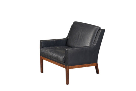 KAI LYNGFELDT LARSEN LOWBACK LOUNGE CHAIR IN ROSEWOOD + BLACK LEATHER #1