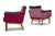 PAIR OF DANISH MODERN LOUNGE CHAIRS IN WOOL + LEATHER