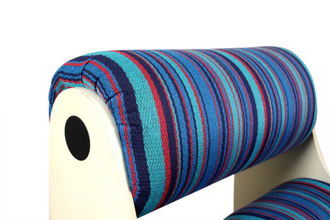 1970s SPACE AGE LOUNGE CHAIR IN BLUE STRIPED WOOL