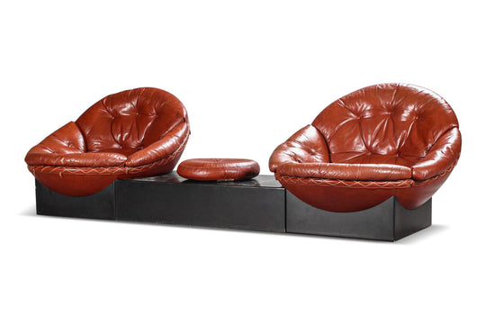 RARE MODULAR LEATHER SOFA SET BY ILLUM WIKKELSØ