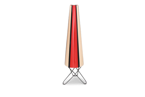 1950s HAIRPIN FLOOR LAMP IN RED, WHITE + BLACK