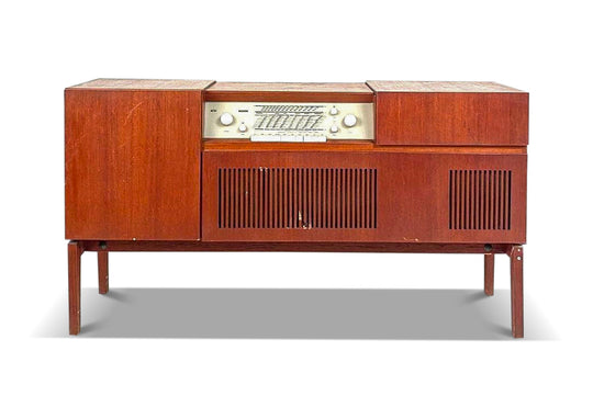 MODEL HM 6-81 TEAK RECORD CONSOLE BY HERBERT