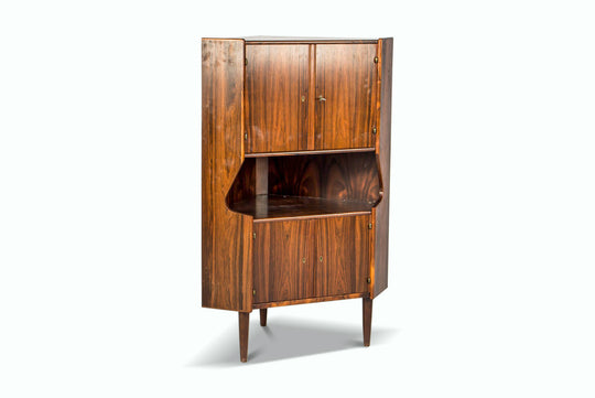 DANISH MODERN CORNER CABINET / BAR IN ROSEWOOD