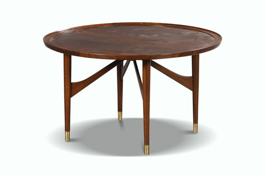ROUND NUTWOOD COFFEE TABLE BY WILLIAM WATTING