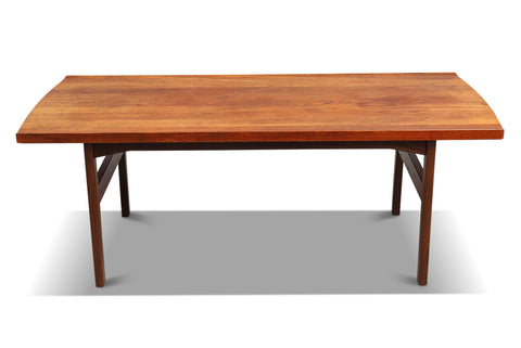 Solid Teak Coffee Table by Tove + Edvard Kindt-Larsen Side view of the table top