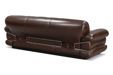 'POMPON' SOFA IN BROWN LEATHER BY CEROITTI