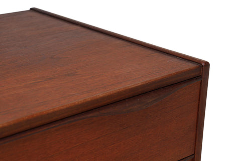 DANISH MODERN WAVE PULL TEAK HIGHBOY DRESSER IN TEAK + OAK