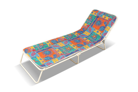 FOLDING 1970s SWEDISH SUNBED / LOUNGE CHAIR WITH ORIGINAL FABRIC