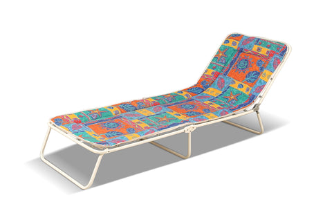 FOLDING 1970s SWEDISH SUNBED / LOUNGE CHAIR WITH ORIGINAL FABRIC