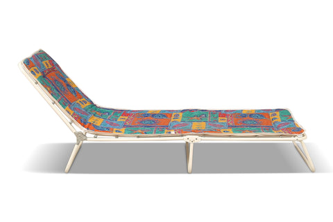 FOLDING 1970s SWEDISH SUNBED / LOUNGE CHAIR WITH ORIGINAL FABRIC