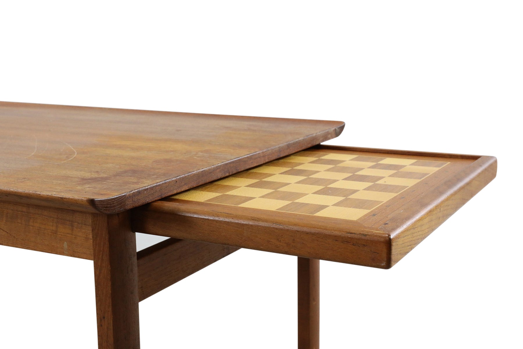 Teak Coffee Table with Pull-Out Chess Board by Kindt‑Larsen