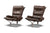 PAIR OF HARALD RELLING HIGHBACK LOUNGE CHAIRS IN LEATHER + CHROME