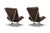 PAIR OF HARALD RELLING HIGHBACK LOUNGE CHAIRS IN LEATHER + CHROME