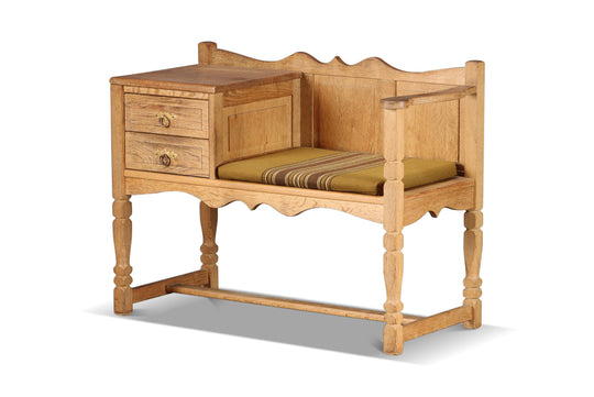 SOLID OAK TELEPHONE / ENTRY BENCH BY HENRY KJAERNULF