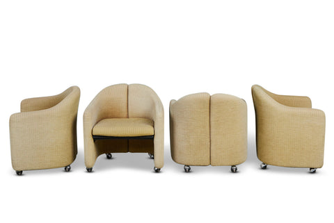 SET OF FOUR PS142 LOUNGE CHAIRS BY EUGENIO GERLI FOR TECNO