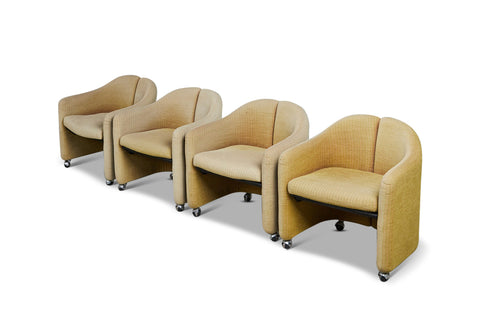 SET OF FOUR PS142 LOUNGE CHAIRS BY EUGENIO GERLI FOR TECNO