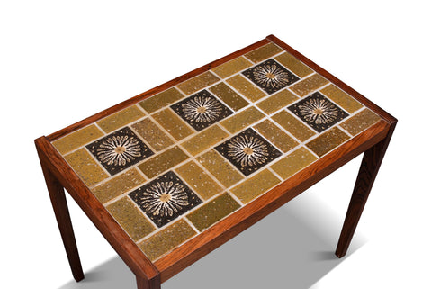 PAIR OF DANISH MODERN SIDE TABLES IN ROSEWOOD + TILE