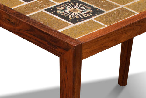PAIR OF DANISH MODERN SIDE TABLES IN ROSEWOOD + TILE
