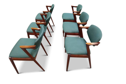 Set of Six Kai Kristiansen Model 42 Chairs in Teal