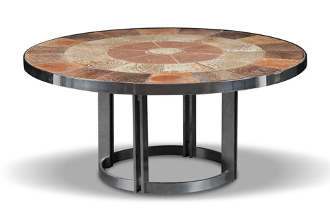 Circular Tile + Aluminum Coffee Table by Haslev 
