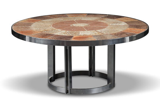 CIRCULAR TILE + ALUMINUM COFFEE TABLE BY HASLEV
