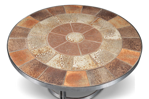 Circular Tile + Aluminum Coffee Table by Haslev Top view