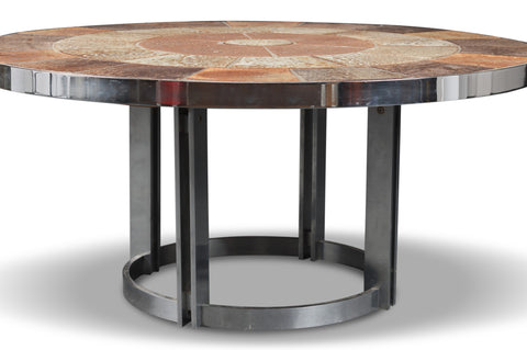 Circular Tile + Aluminum Coffee Table by Haslev legs view